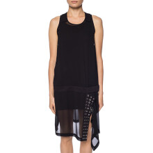 (XS) DIESEL D LENYNE 0LASF Womens Short Dress Black Double Layered Sleeveless Tops