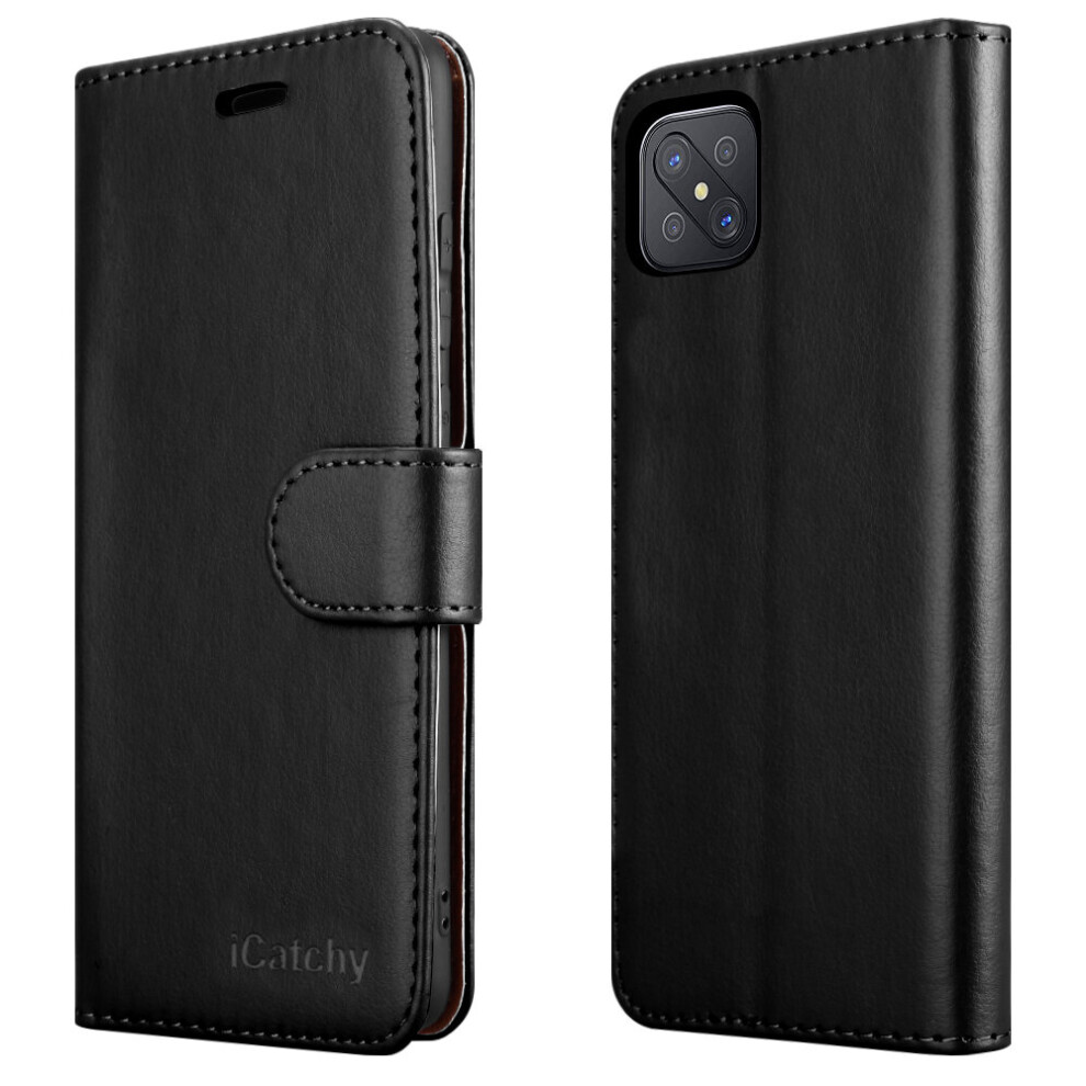 (Black) For Oppo Reno4 Z 5G Leather Wallet Case Black 5056298007189