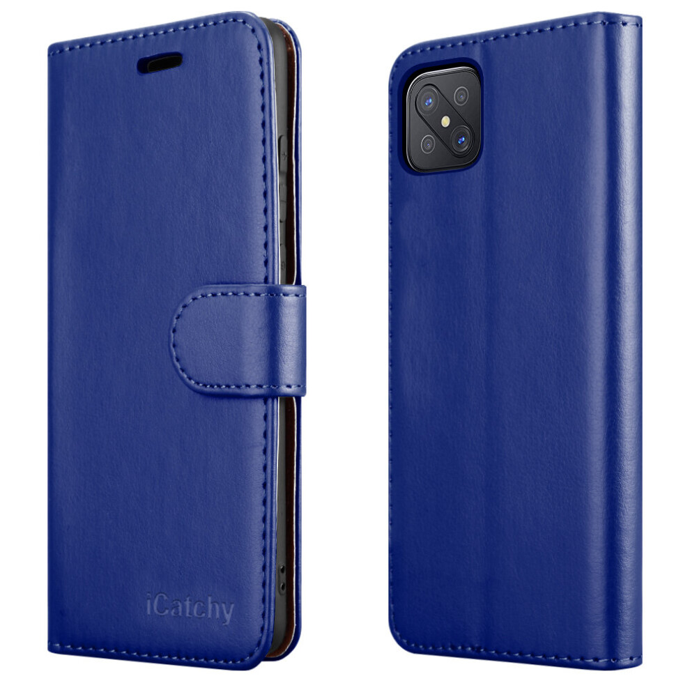 (Blue) For Oppo Reno4 Z 5G Leather Wallet Case Blue 5056298007196