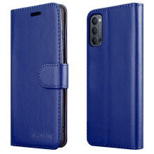 (Blue) For OPPO Reno4 5G Leather Wallet Case
