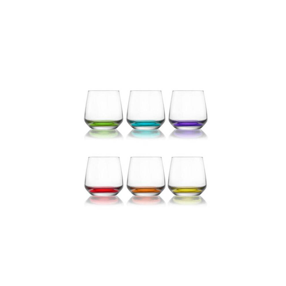 Lav Coral Coloured Base Set of 6 Whisky Juice Tumbler Drinking Glasses 345ml