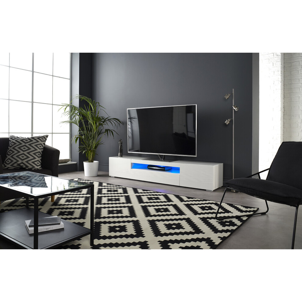 3AIQ2000 White 200cm Wide TV Cabinet for upto 80 inch TV's