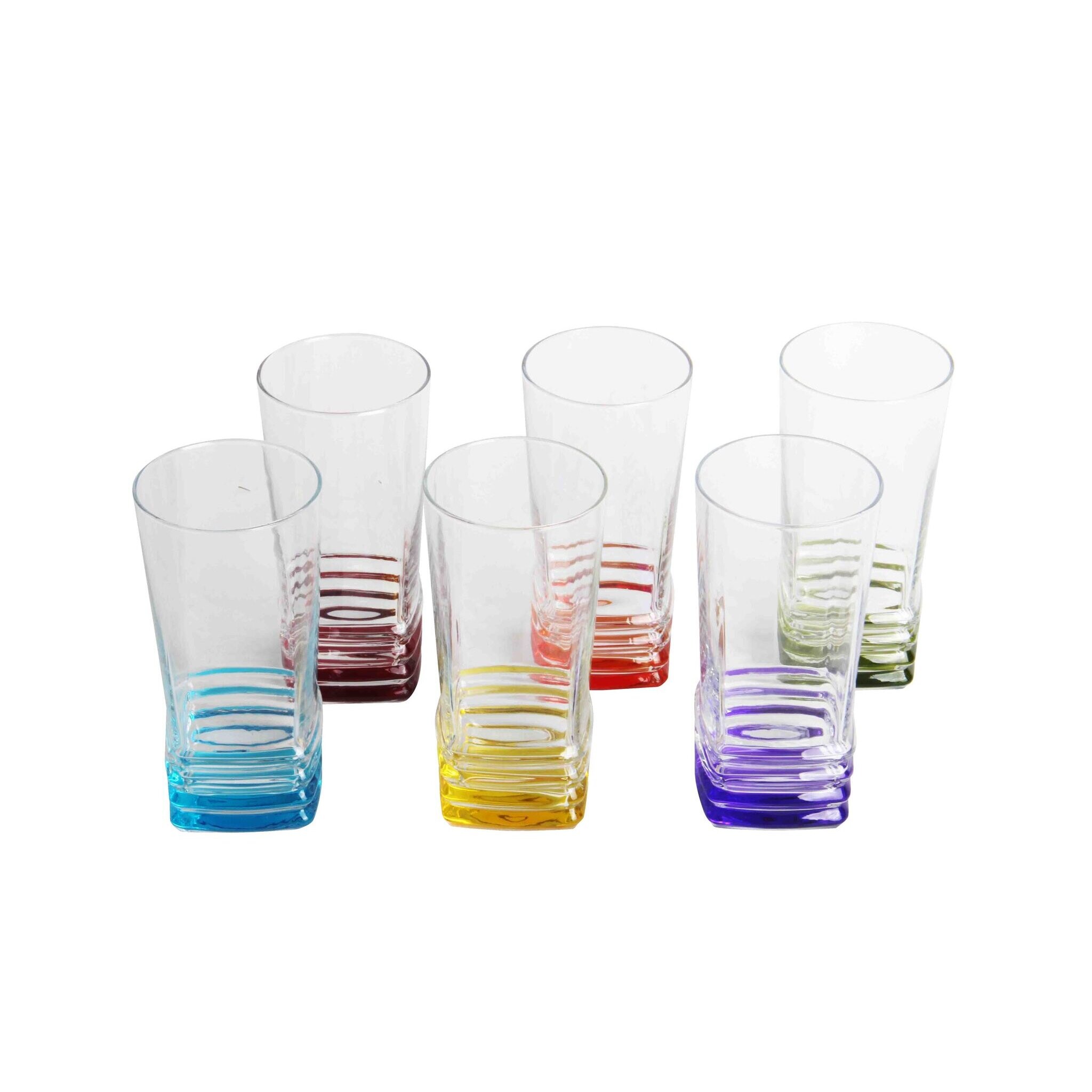 Lav Coral Elegan Coloured Base Square Shape Set of 6 Highball Tumbler