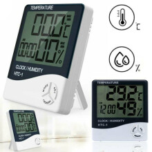 Digital Display LCD Clock Thermometer Temperature Humidity Bedside Bedroom NEW
