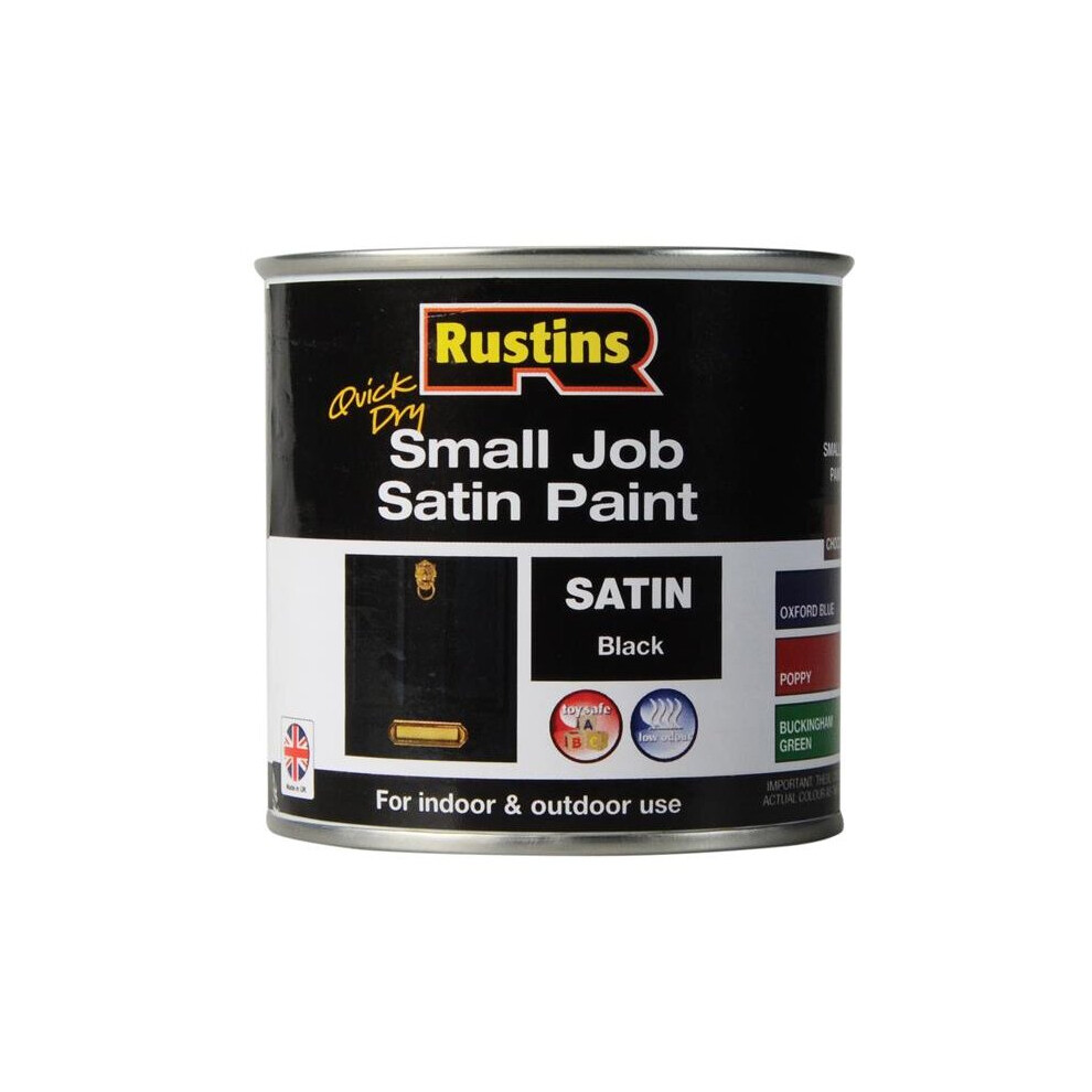Rustins Quick Dry Small Job Satin Paint, Black 250ml RUSSJPSBKQD