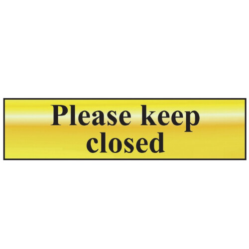 Scan Please Keep Closed - Polished Brass Effect 200 x 50mm SCA6019
