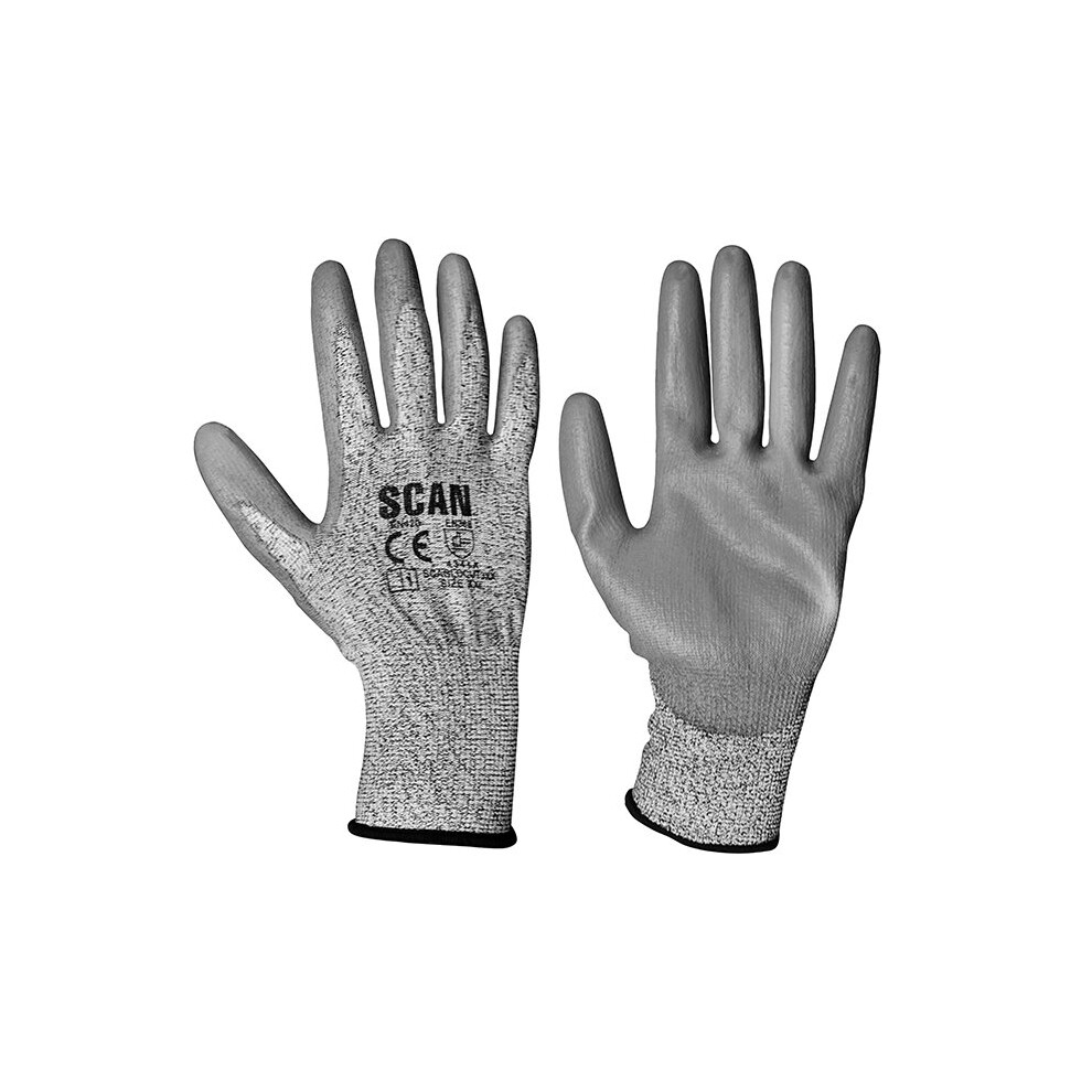 Scan Grey Pu Coated Cut 3 Gloves - Extra Extra Large (Size 11) 5023969318844