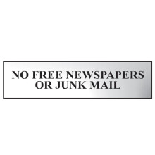 Scan No Free Newspapers Or Junk Mail - Polished Chrome Effect 200x50mm SCA6023C