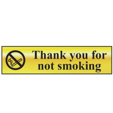 Scan Thank You For Not Smoking - Polished Brass Effect 200 x 50mm SCA6001