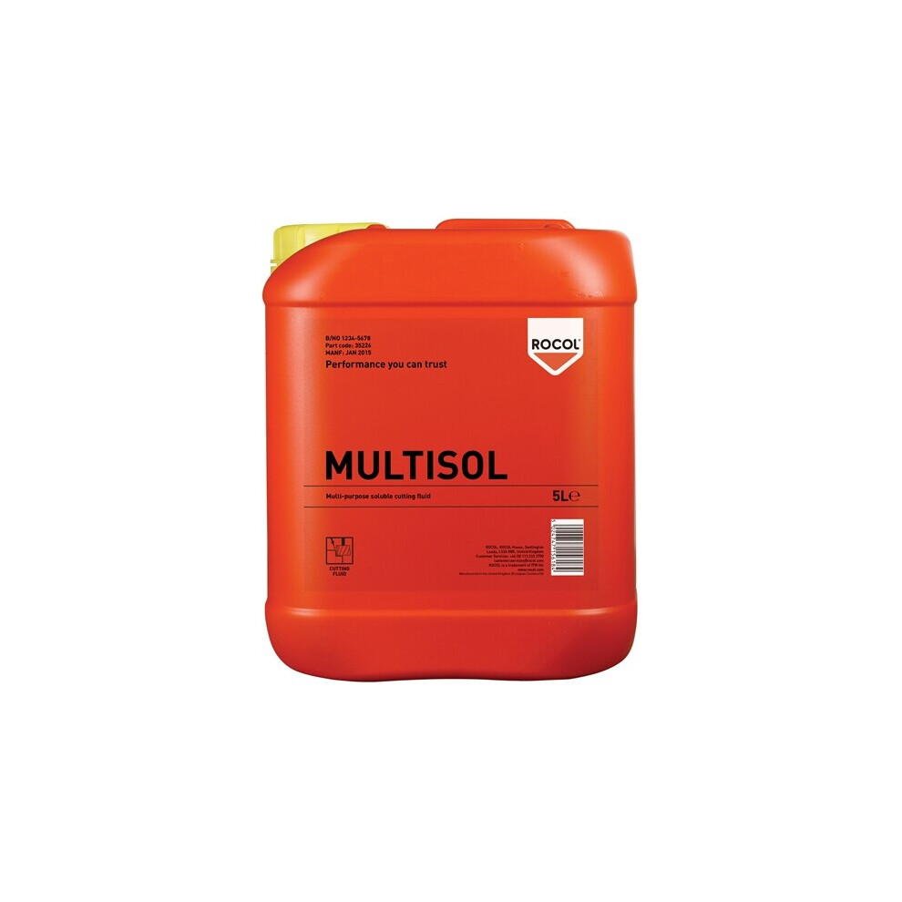 Rocol Multisol Water Mix Cutting Fluid 5 Litre Roc35226 123781000059