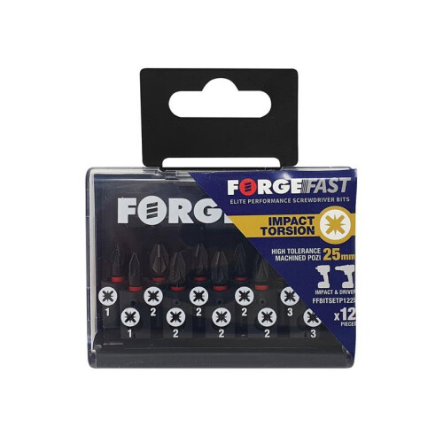 Forgefix ForgeFix ForgeFast Pozidriv Compatible Impact Bit Set, 12 Piece FFBITSETP1225