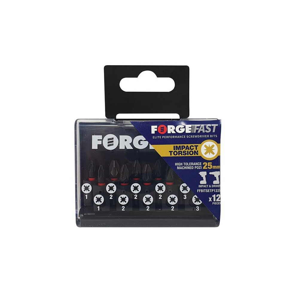 ForgeFix ForgeFast Pozidriv Compatible Impact Bit Set, 12 Piece FFBITSETP1225