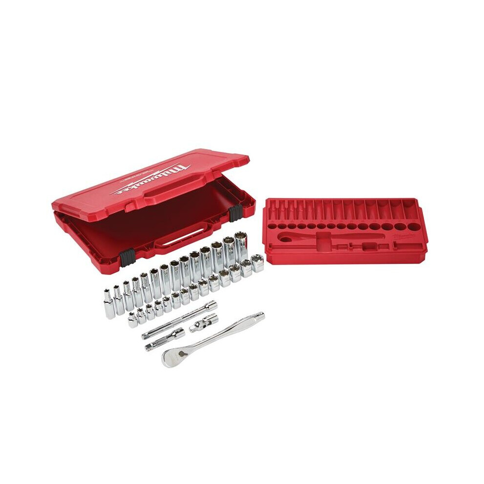 Milwaukee Hand Tools 3/8in Ratcheting Socket Set Metric, 32 Piece