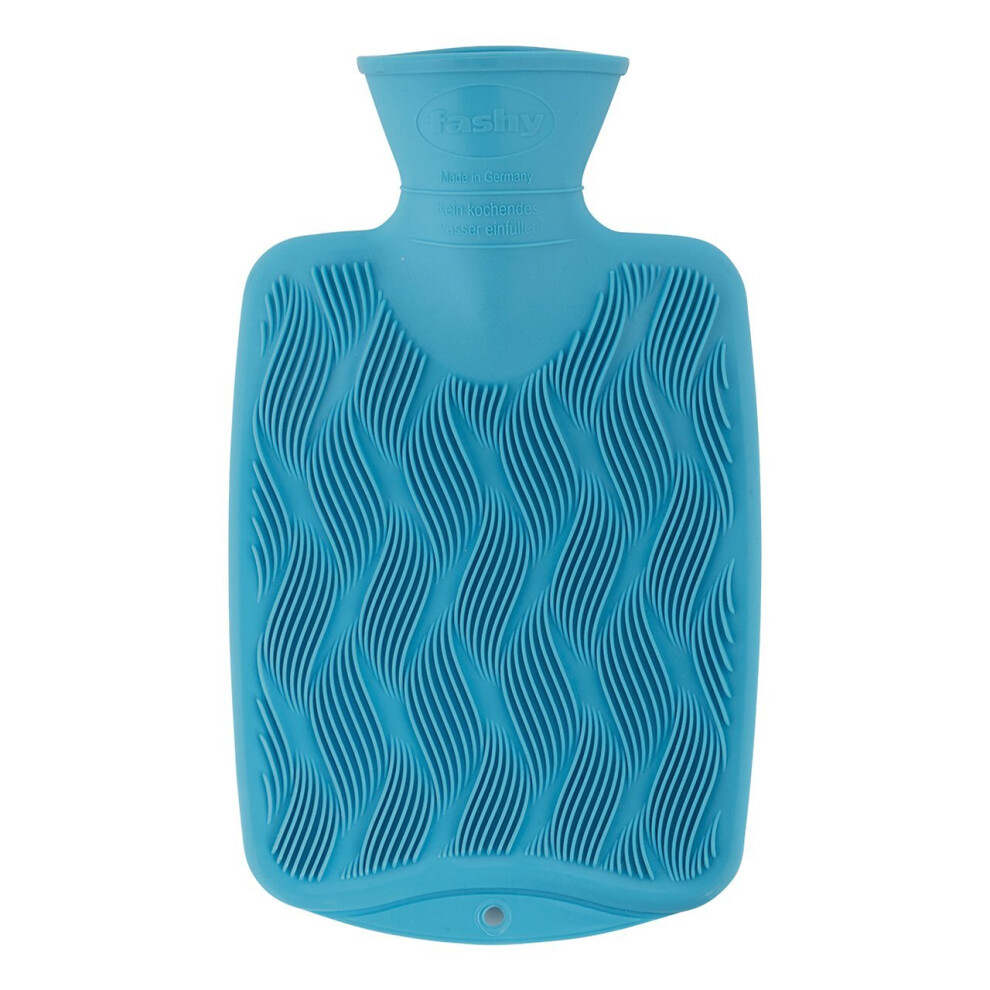 Fashy 3D Ribbed 0.8L Wave Small Hot Water Bottle In Aqua