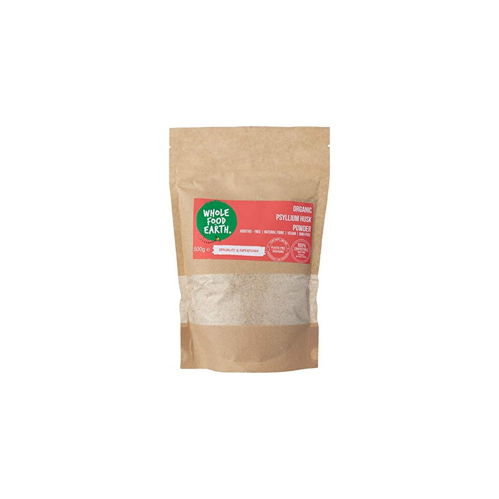 Wholefood-Earth Wholefood Earth - Organic Psyllium Husk Powder - Gmo Free - Vegan - Raw - Additive-Free - Natural Fiber - 500G