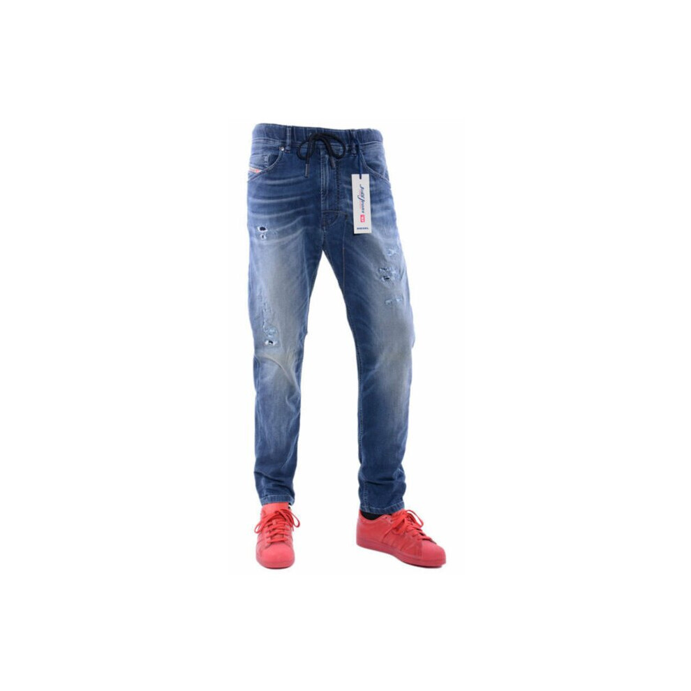 (W26 L27) DIESEL NARROT-NE 0666W Mens Denim Jeans Sweat Jogg Distressed Regular Fit Carrot