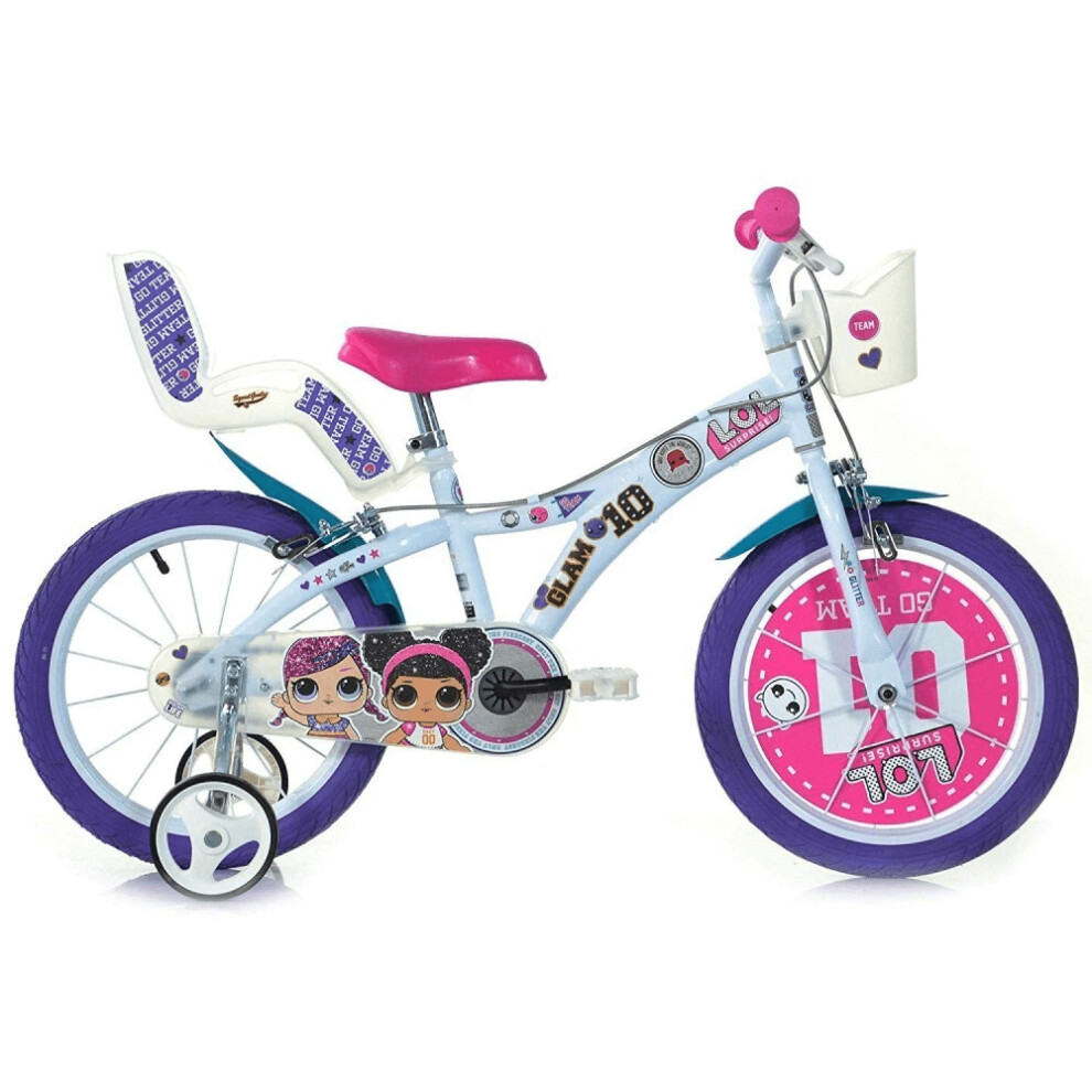 Dino Bikes - 16 "Lol Surprise Bicycle With Doll'S Seat And Basket For 5 - 8 Years