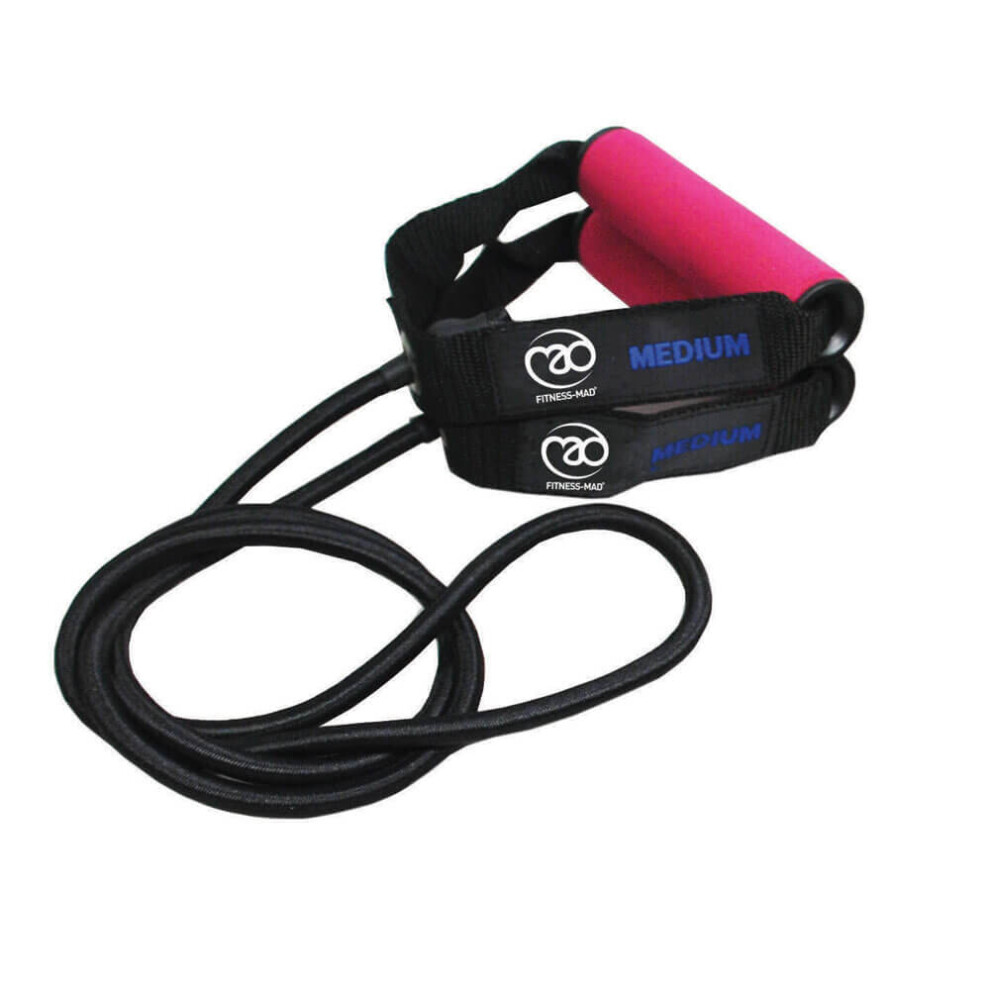 Fitness Mad Medium Resistance Tube With Pe Bag Pink Fitness Training Band