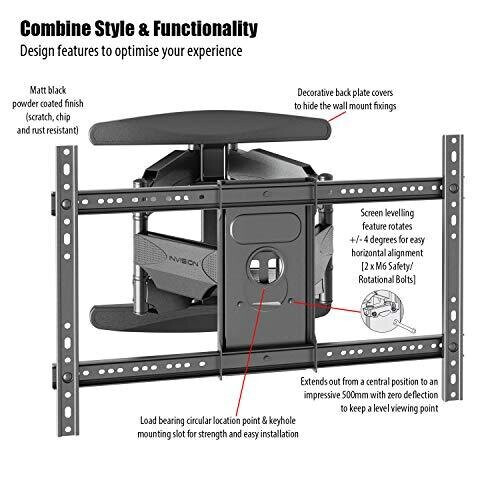 Invision Ultra Strong TV Wall Bracket Mount Double Arm Tilt & Swivel for 3770 Inch (94178cm