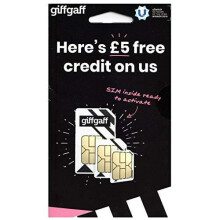 giffgaff 4G Trio/Multi Cut SIM Card with 5 credit. Unlimited Calls, Texts & Data. Fits iPhone 5S/6/6S/7 Plus/8 Plus/SE/X, Samsung Galaxy S7/S7 Edge
