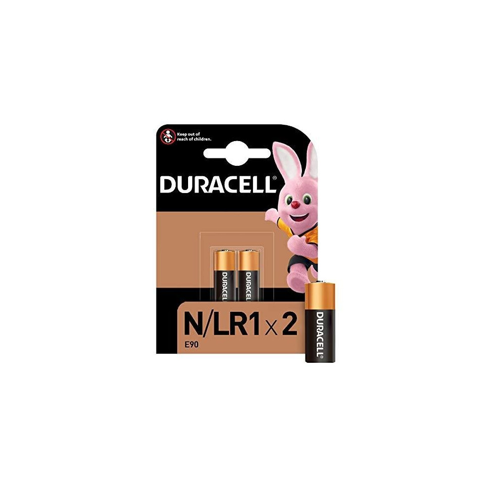 Duracell N Alkaline Battery 1.5V, Pack of 2 (E90 / LR1) for Flashlights, Calculators and Bike Lights