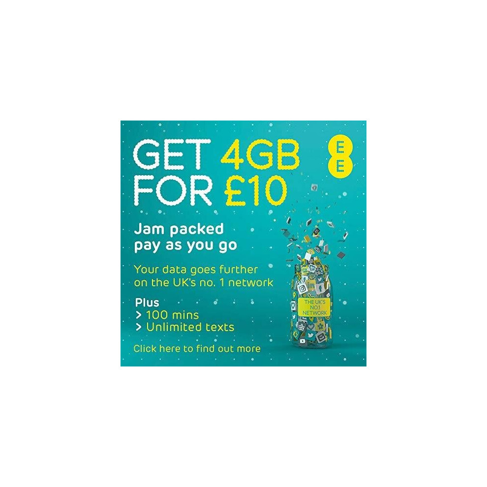 EE Â£10/30 days for 100 Mins, Ultd Texts & 2GB data. Pay as you go PAYG Multi Sim Trio simcard. Standard/Micro/Nano Size.