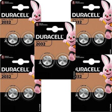 Duracell CR2032 3V Lithium Coin Cell Battery, Black - Pack of 10