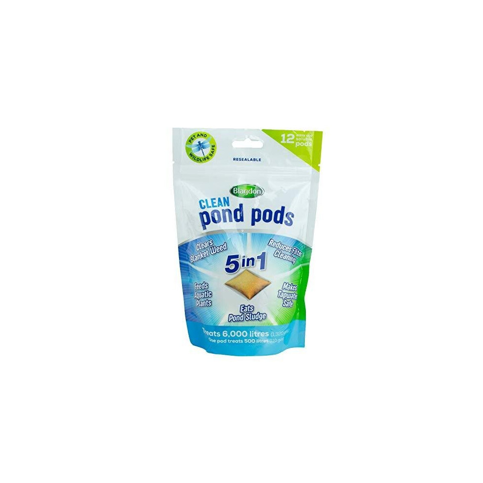 Blagdon Clean Pond Pods, clears blanket weed, reduces filter cleaning, feeds aquatic plants, eats pond sludge, makes tapwater safe (pack of 12 pods)