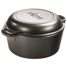Lodge 5 Quart Gietijzeren Dubbele Dutch Oven - Vooraf Gekruid - Deksel Wordt 10.25" Koekenpan - PFAS-Vrij - Made in USA