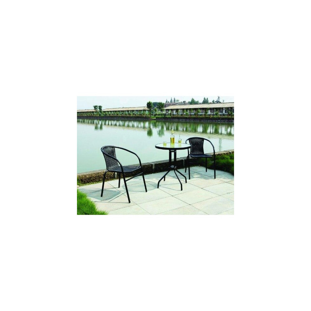Garden Patio All Weather Black Wicker 3 Piece Bistro Set Patio Outdoor Furniture