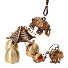 Wind Chimes, Vintage Metal Copper Wind Chime Bells Chinese Feng Shui Lucky Bell Hanging Ornament for Home Garden Decorations (Elephant)