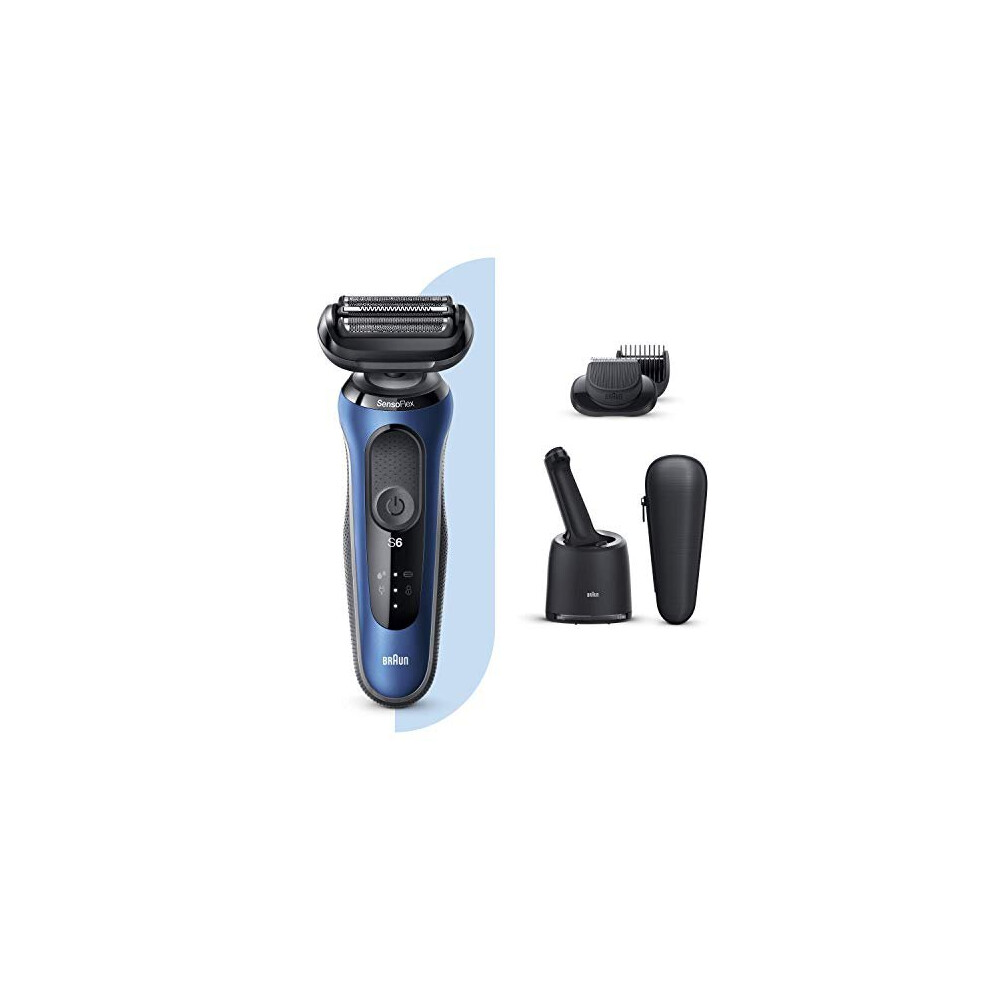 Raoul-U.braun Blue Braun Series 6 Electric Shaver For Men With Beard Trimmer, Wet And Dry, Smartcare Center, Rechargeable, Cordless Foil Razor, 60-B7500cc