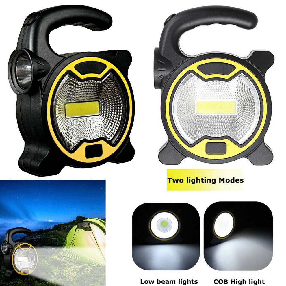 Mini Portable LED COB Floodlight Lantern+Side Torch Outdoor Camping Work Lamp