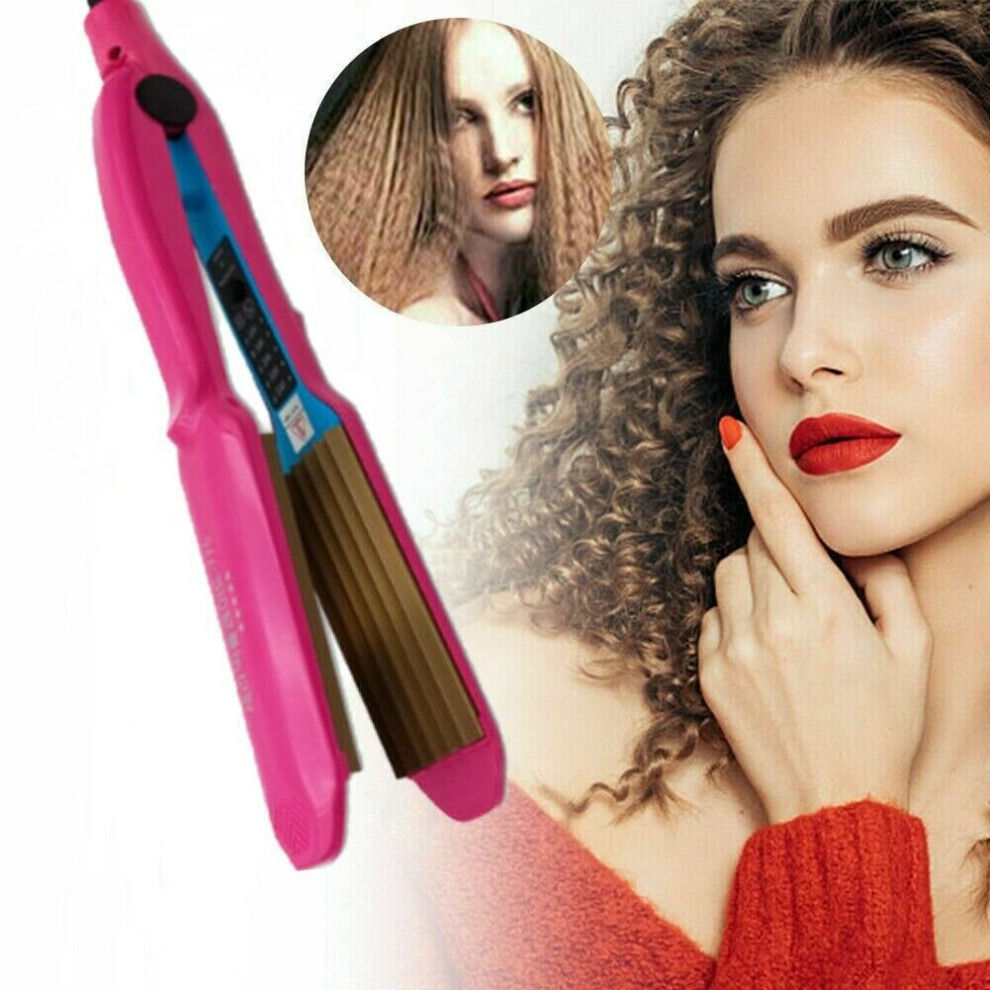 UK Ceramic Titanium Hair Crimper Crimping Perm Splint Waver Curler Wet/Dry Salon