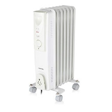 Warmlite WL43003YW Oil Filled Radiator, Adjustable Thermostat, 3 Heat Settings, Overheat Protection System, Power Indicator Light, 7 Heated Fins, Eas