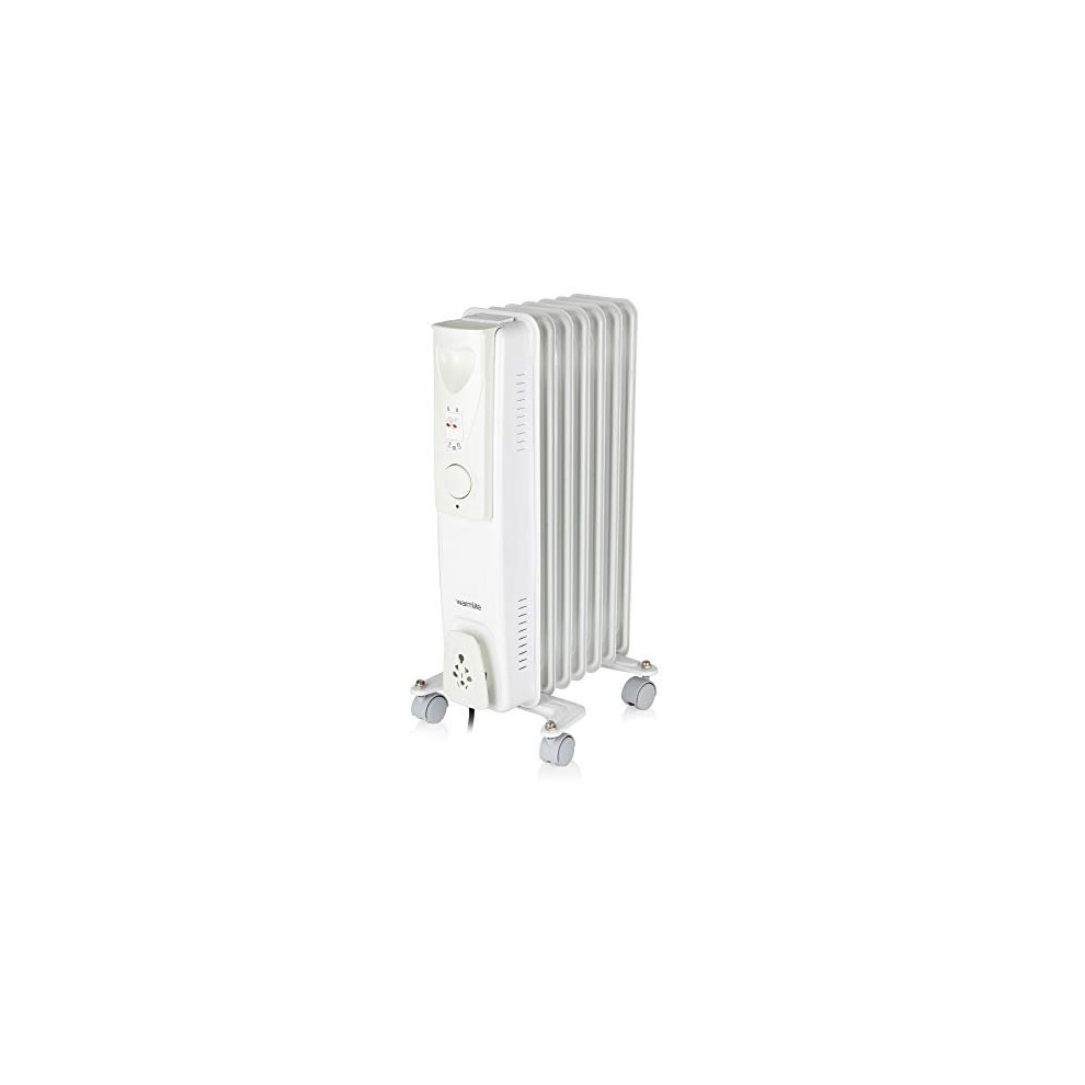 Warmlite WL43003YW Oil Filled Radiator, Adjustable Thermostat, 3 Heat Settings, Overheat Protection System, Power Indicator Light, 7 Heated Fins, Eas