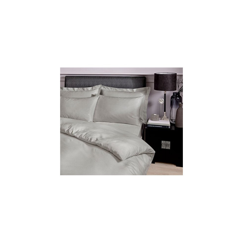 Catherine Lansfield Satin Stripe 300 Thread Count Super King Duvet Set Grey