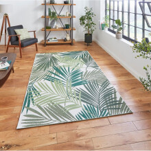 (200x290cm) Miami 19433 Indoor Outdoor Botanical Leaf Rug in Green Light Beige