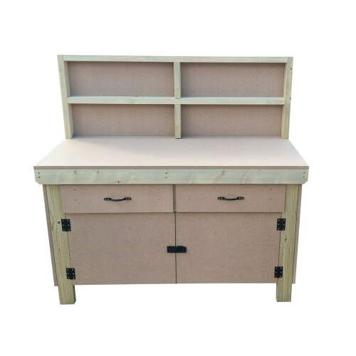 (5ft, With Back Panel) Wooden MDF Top Storage Workbench With Lockable Cupboard and Drawers 2