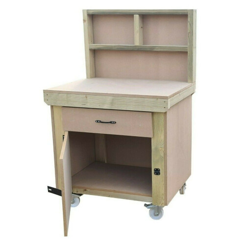 (3ft, With Back Panel) Wooden MDF Top Storage Workbench With Lockable Cupboard and Drawers 2