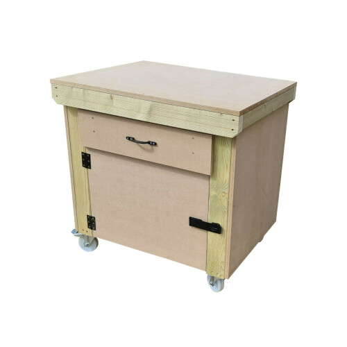 (3ft, Without Back Panel) Wooden MDF Top Storage Workbench With Lockable Cupboard and Drawers