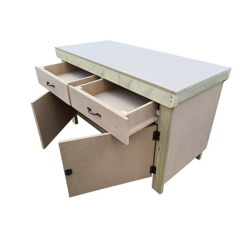 (6ft, Without Back Panel) Wooden MDF Top Storage Workbench With Lockable Cupboard and Drawers 2