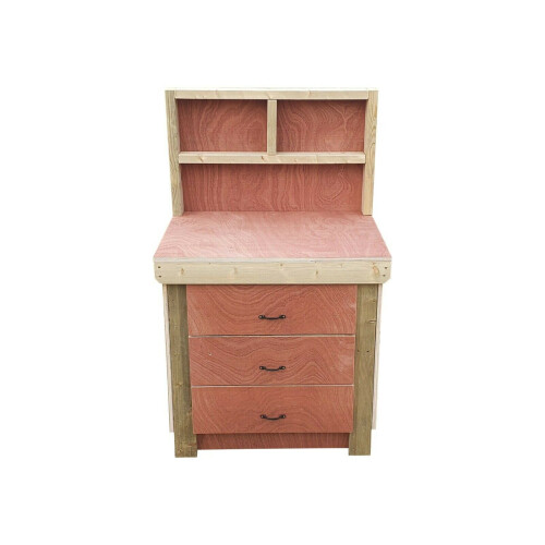 (3ft, With Back Panel) Wooden Workbench Tool Cabinet - Eucalyptus Top Industrial Storage Work Table 2