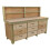 (7ft, With Back Panel) Wooden Workbench Tool Cabinet - Eucalyptus Top Industrial Storage Work Table 3