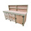 (8ft, With Back Panel) Wooden Workbench Eucalyptus Top Tool Cabinet Double Shelf with Lockable Cupboard 2