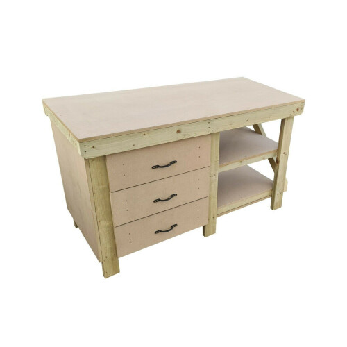 (6ft, With Back Panel) Wooden MDF Tool Cabinet Workbench With Double Storage Shelf 1