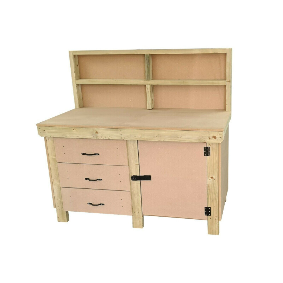 (6Ft, With Back Panel) Wooden Mdf Tool Cabinet Workbench With Lockable Cupboard 7426998918715