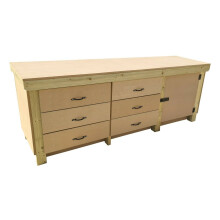 (8ft, Without Back Panel) Wooden MDF Tool Cabinet Workbench with Lockable Cupboard