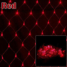 (Red, 200LED 3m x 2m) LED String Fairy Lights Net Mesh Curtain Halloween Wedding Party Home Decoration