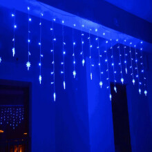 (3.5M 96LED Blue - Star) LED String Fairy Curtain Lights Icicle Window Christmas Wedding Xmas Party Decor
